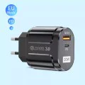 Зарядно устройство Priza USB-A, QC 3.0, USB-C, 20W - Premium (CHPD038) - Бяло