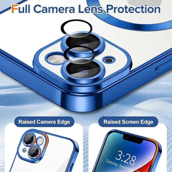 Калъф за iPhone 14 - Luxury Crystal MagSafe - Deep Blue