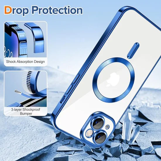 Калъф за iPhone 14 - Luxury Crystal MagSafe - Deep Blue