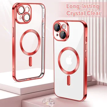 Калъф за iPhone 14 - Luxury Crystal MagSafe - Червен