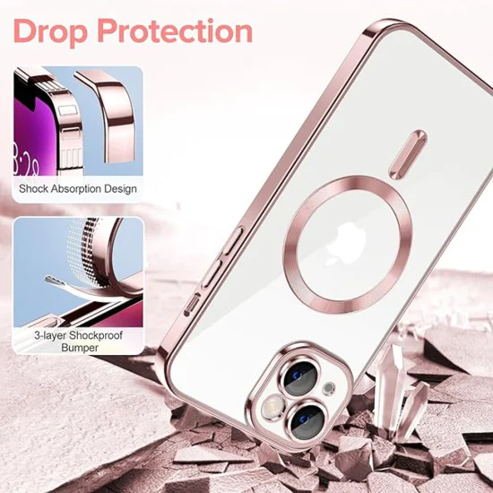 Калъф за iPhone 14 - Luxury Crystal MagSafe - Розов
