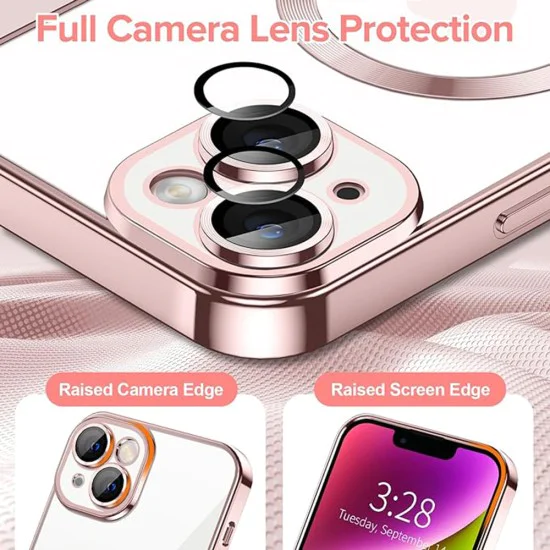 Калъф за iPhone 14 - Luxury Crystal MagSafe - Розов