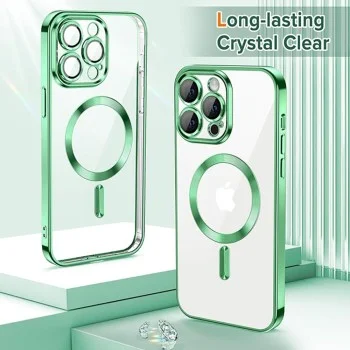 Калъф за iPhone 13 Pro Max - Luxury Crystal MagSafe - Light Green
