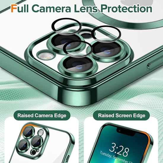 Калъф за iPhone 13 Pro Max - Luxury Crystal MagSafe - Deep Green