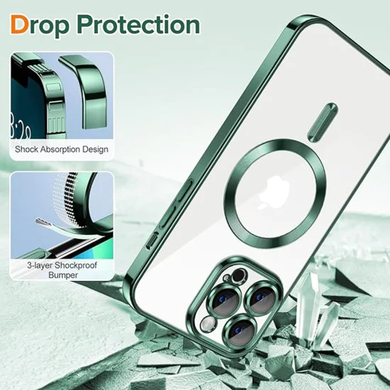 Калъф за iPhone 13 Pro Max - Luxury Crystal MagSafe - Deep Green