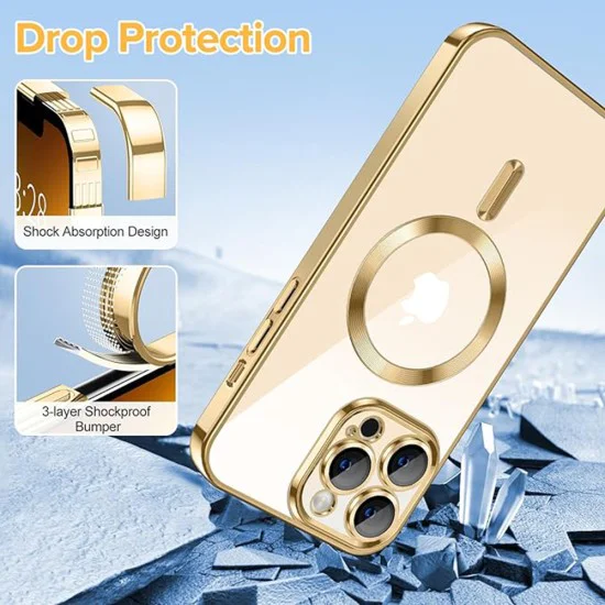 Калъф за iPhone 13 Pro Max - Luxury Crystal MagSafe - Златен