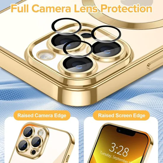 Калъф за iPhone 13 Pro Max - Luxury Crystal MagSafe - Златен