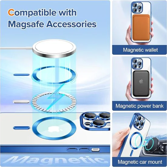 Калъф за iPhone 13 Pro Max - Luxury Crystal MagSafe - Deep Blue
