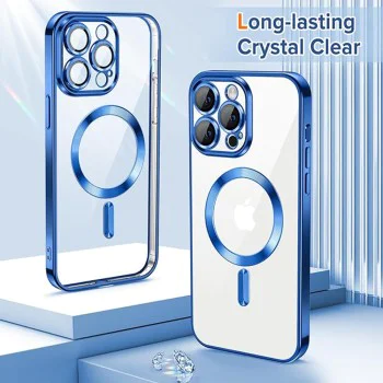 Калъф за iPhone 13 Pro Max - Luxury Crystal MagSafe - Deep Blue