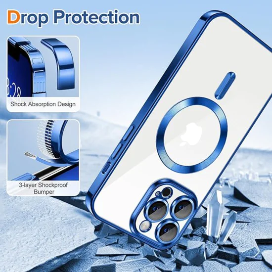 Калъф за iPhone 13 Pro Max - Luxury Crystal MagSafe - Deep Blue