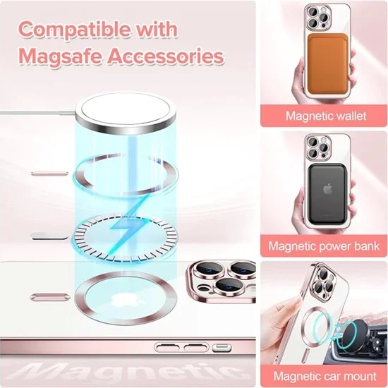 Калъф за iPhone 13 Pro Max - Luxury Crystal MagSafe - Pink
