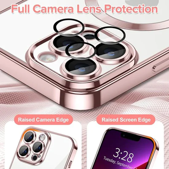 Калъф за iPhone 13 Pro Max - Luxury Crystal MagSafe - Pink