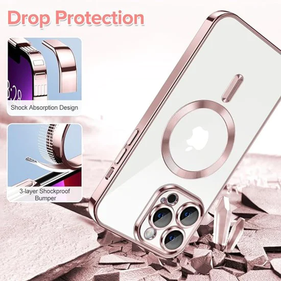 Калъф за iPhone 13 Pro Max - Luxury Crystal MagSafe - Pink