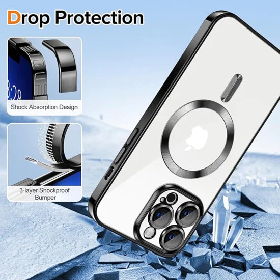 Калъф за iPhone 13 Pro Max - Luxury Crystal MagSafe - Черен