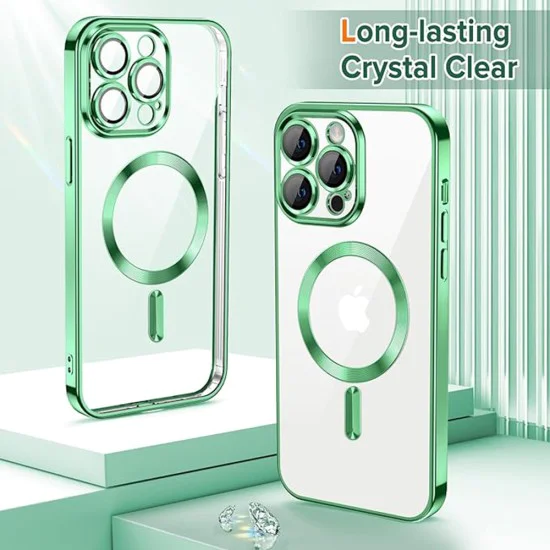 Калъф за iPhone 13 Pro - Luxury Crystal MagSafe - Светло зелен