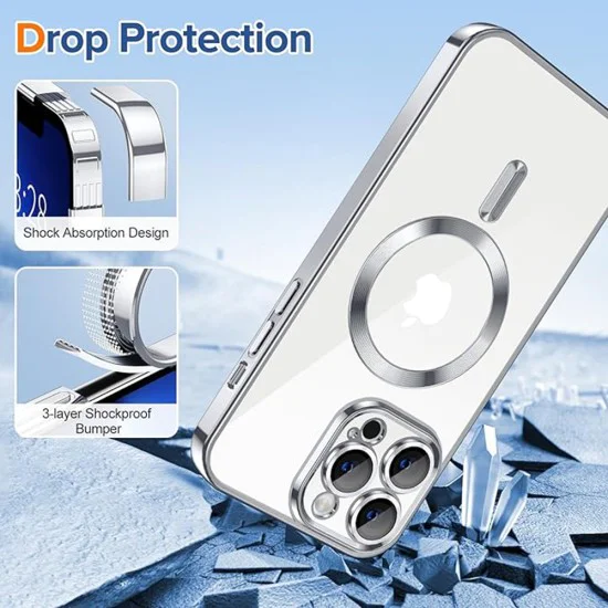 Калъф за iPhone 13 Pro - Luxury Crystal MagSafe - Сребрист