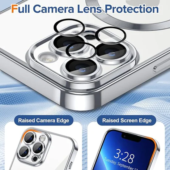 Калъф за iPhone 13 Pro - Luxury Crystal MagSafe - Сребрист