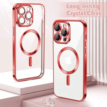 Калъф за iPhone 13 Pro - Luxury Crystal MagSafe - Червен