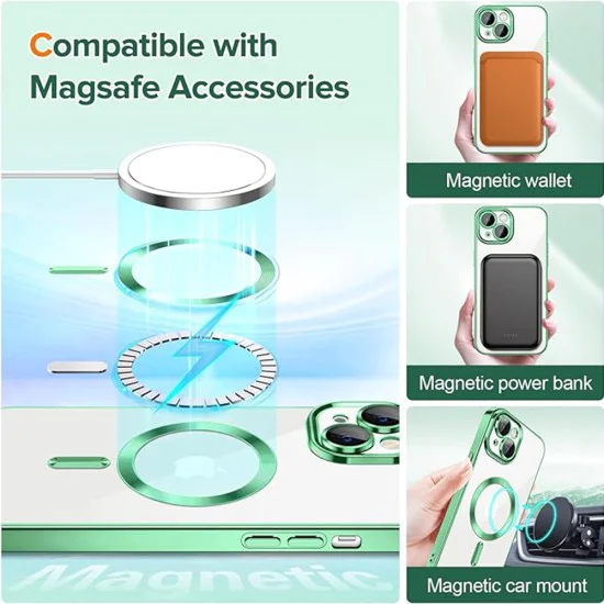 Калъф за iPhone 13 - Luxury Crystal MagSafe - Light Green