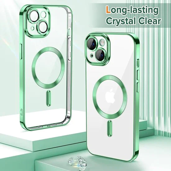 Калъф за iPhone 13 - Luxury Crystal MagSafe - Light Green