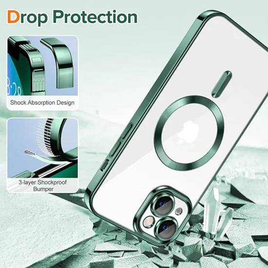 Калъф за iPhone 13 - Luxury Crystal MagSafe - Deep Green