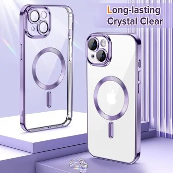 Калъф за iPhone 13 - Luxury Crystal MagSafe - Светло лилав