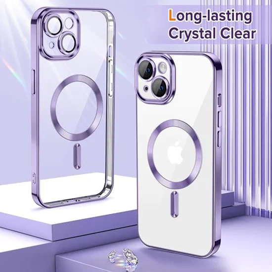 Калъф за iPhone 13 - Luxury Crystal MagSafe - Светло лилав
