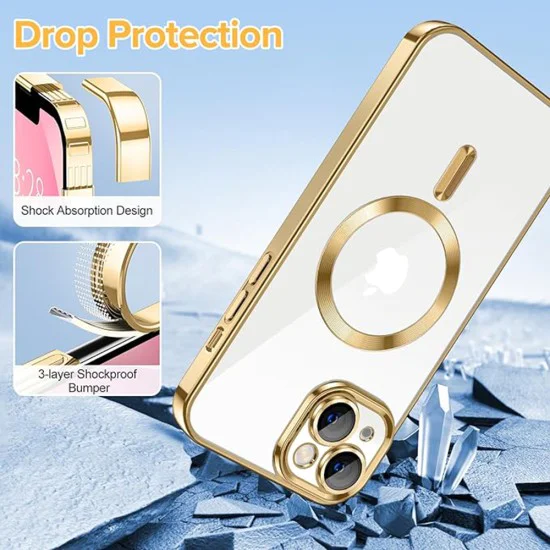 Калъф за iPhone 13 - Luxury Crystal MagSafe - Златен