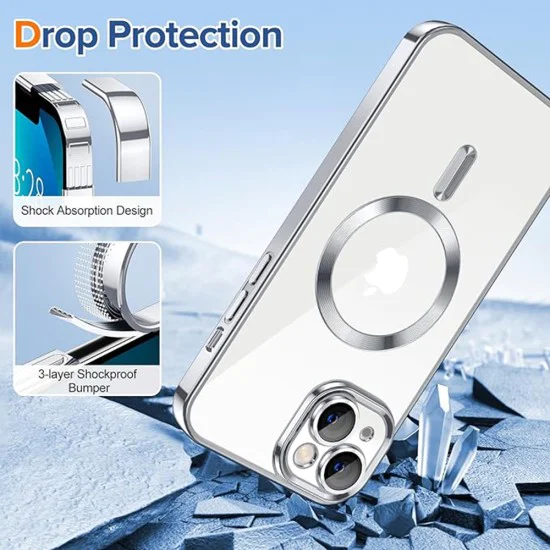 Калъф за iPhone 13 - Luxury Crystal MagSafe - Сребрист