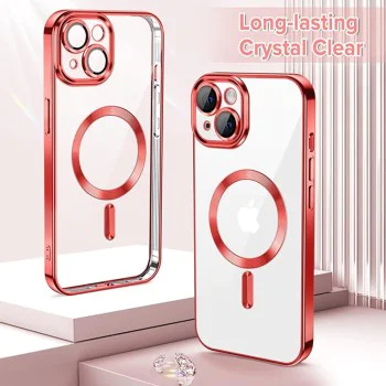Калъф за iPhone 13 - Luxury Crystal MagSafe - Червен
