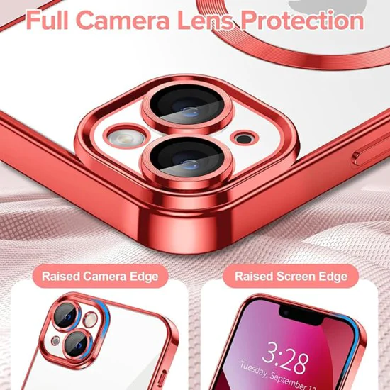 Калъф за iPhone 13 - Luxury Crystal MagSafe - Червен