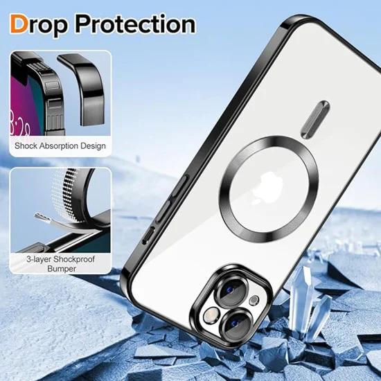 Калъф за iPhone 13 - Luxury Crystal MagSafe - черен