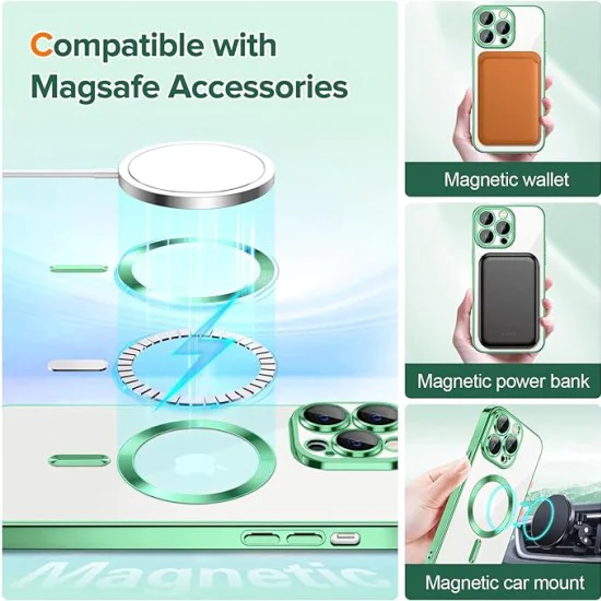 Калъф за iPhone 12 Pro - Luxury Crystal MagSafe - Light Green