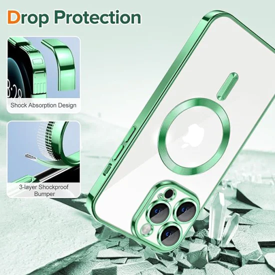 Калъф за iPhone 12 Pro - Luxury Crystal MagSafe - Light Green