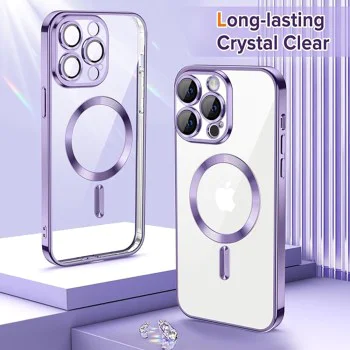Калъф за iPhone 12 Pro - Luxury Crystal MagSafe - Светло лилав
