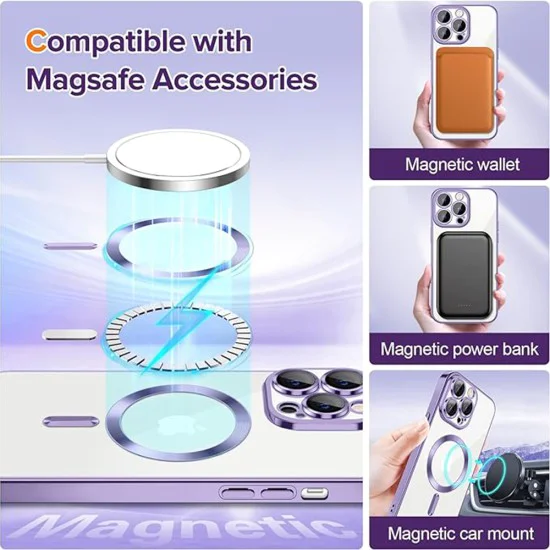 Калъф за iPhone 12 Pro - Luxury Crystal MagSafe - Светло лилав