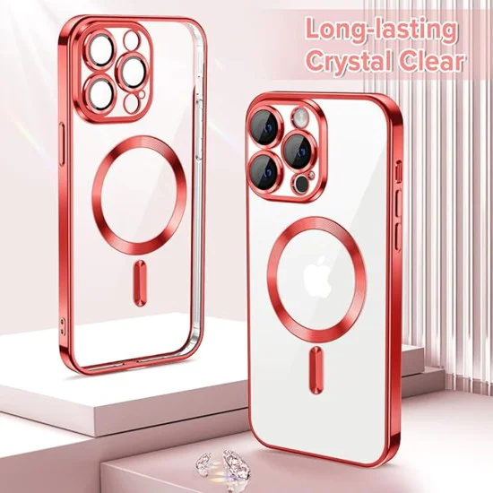 Калъф за iPhone 12 Pro - Luxury Crystal MagSafe - Червен