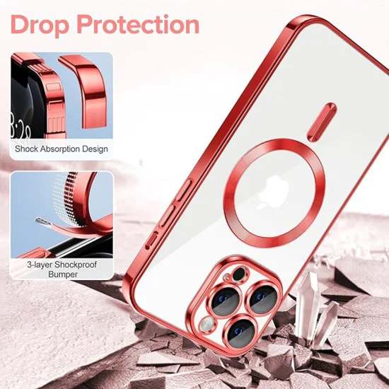 Калъф за iPhone 12 Pro - Luxury Crystal MagSafe - Червен