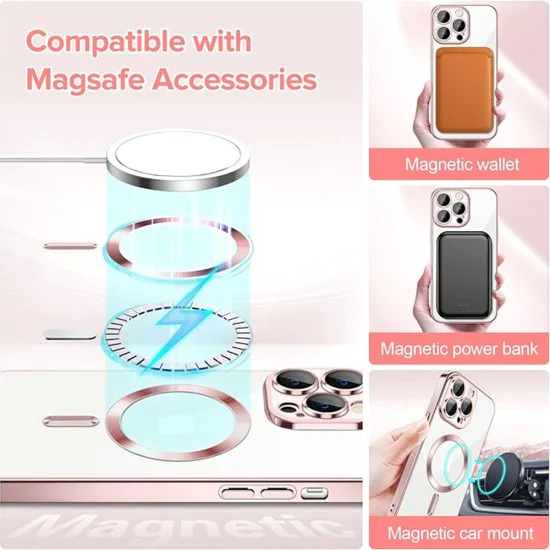 Калъф за iPhone 12 Pro - Luxury Crystal MagSafe - Розов