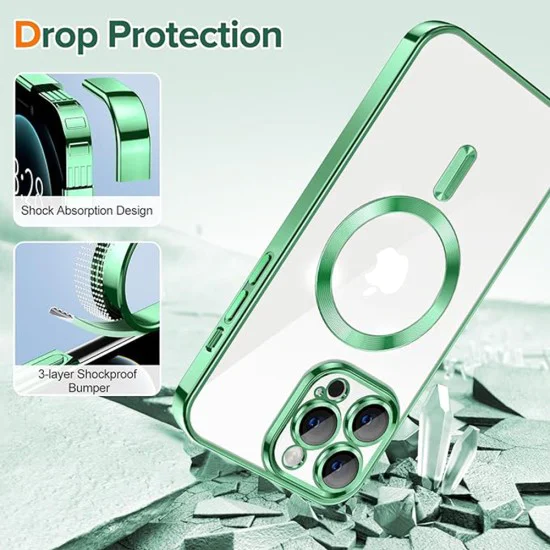 Калъф за iPhone 12 Pro Max - Luxury Crystal MagSafe - Light Green