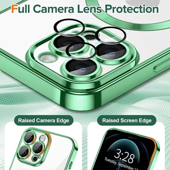 Калъф за iPhone 12 Pro Max - Luxury Crystal MagSafe - Light Green