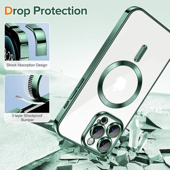 Калъф за iPhone 12 Pro Max - Luxury Crystal MagSafe - Deep Green