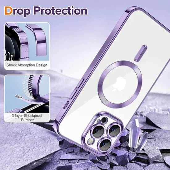 Калъф за iPhone 12 Pro Max - Luxury Crystal MagSafe - Светло лилав