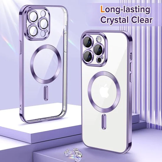 Калъф за iPhone 12 Pro Max - Luxury Crystal MagSafe - Светло лилав