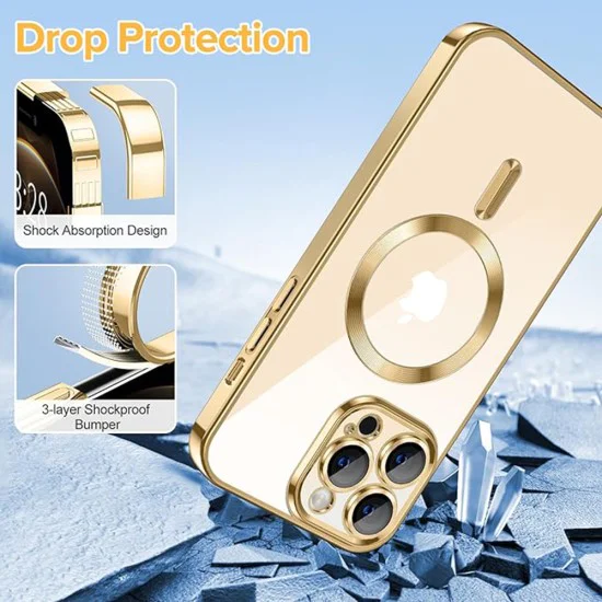 Калъф за iPhone 12 Pro Max - Luxury Crystal MagSafe - Златен