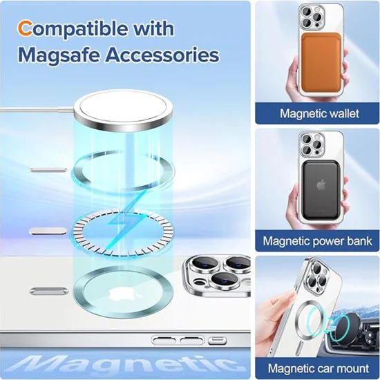 Калъф за iPhone 12 Pro Max - Luxury Crystal MagSafe - Silver