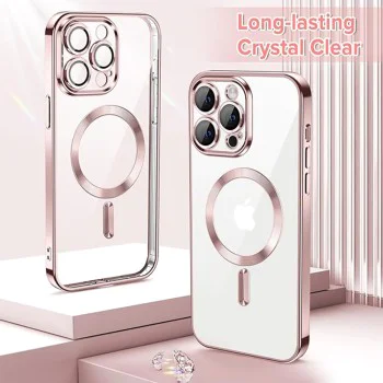 Калъф за iPhone 12 Pro Max - Luxury Crystal MagSafe - Розов