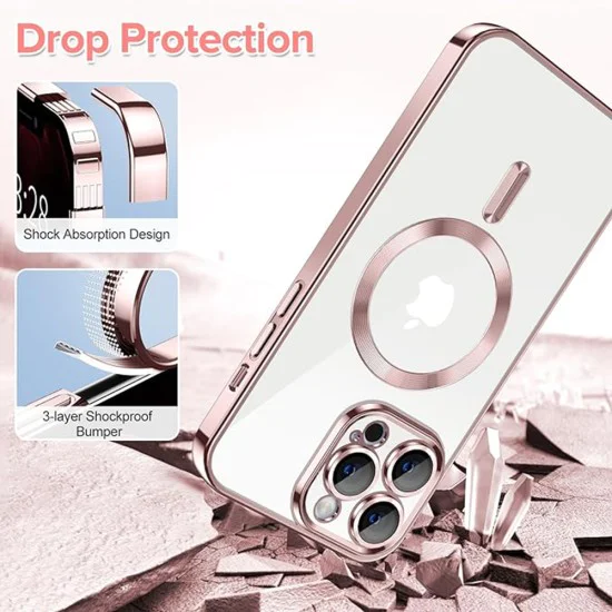 Калъф за iPhone 12 Pro Max - Luxury Crystal MagSafe - Розов