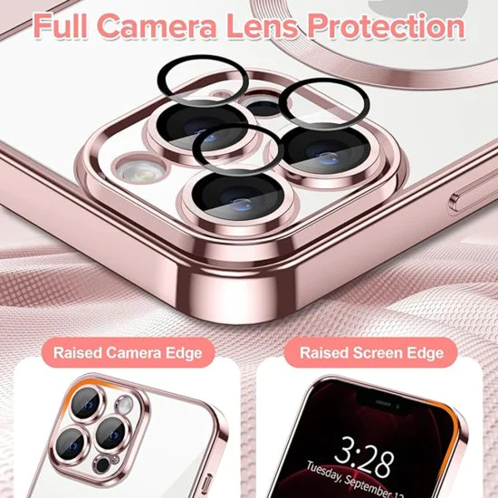 Калъф за iPhone 12 Pro Max - Luxury Crystal MagSafe - Розов