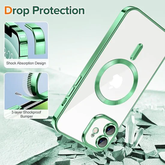 Калъф за iPhone 12 - Luxury Crystal MagSafe - Light Green